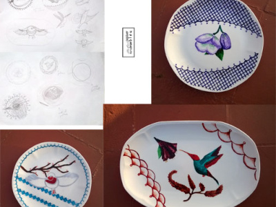 montaggio piatti beautiful colour design dishes elleboro hand drawn handmade illustration painting photography