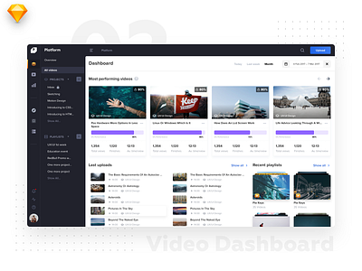 Video Platform • Dashboard dark dashboard dashboard design dashboard ui interface light listing material progress video