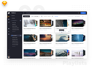 VideoPlatform • Playlist listing app catalog dashboard design flat interface ios light listing material minimal playlists tiles ui ux video web website