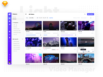 Video Manager Light Version app catalog dashboard design flat interface ios light listing material minimal tiles ui ux video