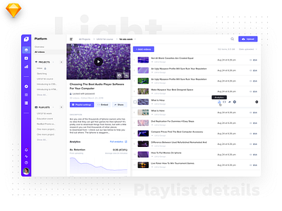 Playlist Details • Light Version catalog dashboard design flat interface light listing material minimal tiles ui ux video