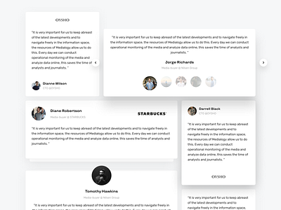 Testimonials Light & Dark app catalog concept crm dark dashboard design flat interface light listing main material minimal tiles ui uidesign ux web website