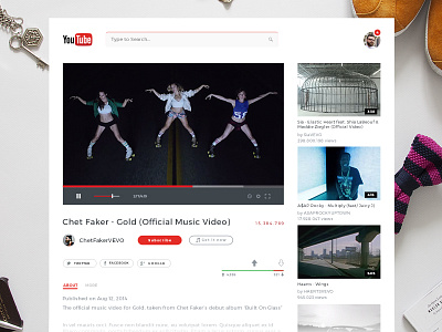 Youtube Redesign clean concept google material material design minimal redesign simple spec ui ux youtube