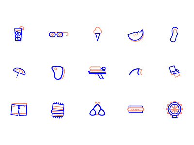 Summer Icons flat flat design icon iconography icons simple summer