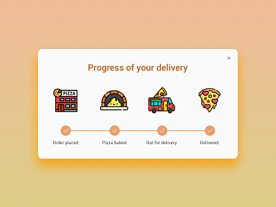 Daily UI #086 - Progress Bar 086 button dailyui delivery icon pizza progress ui uikit ux