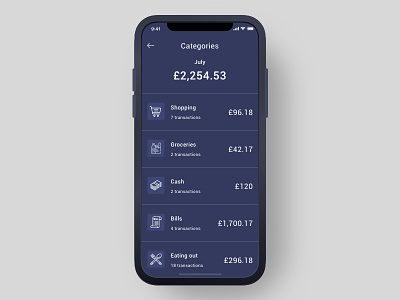Daily UI #099 - Category 099 bank dailyui finance fintech icon ios iphone spend ui ux