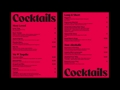 The Love Inn Cocktail Menu