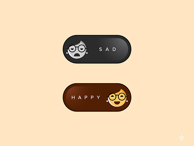 SAD/HAPPY Toggle Button button concept fun girl hair happy illustration interface on off sad toggle ui ux