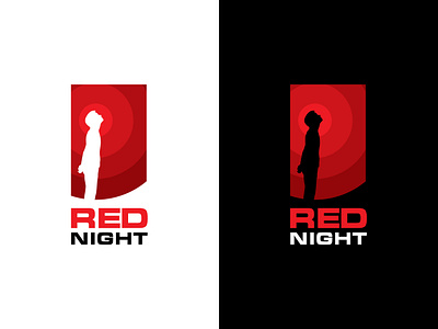 Red Night LOGO branding circle design dot high kids logo moon night red retro round sky target view