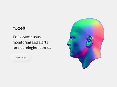 Zeit Landing Page 3d age alerts brain contact us events head human logo monitor neuro neurological new person rainbow rhyno spectrum wave zeit
