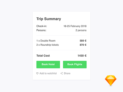 Trip summary book check in component cta download flights free hotel persons summary travel trip
