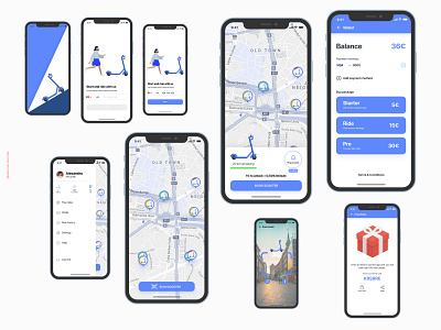 Scooter Sharing Mobility App app clean figma flat illustration minimal mobile mobility scooters ui ux