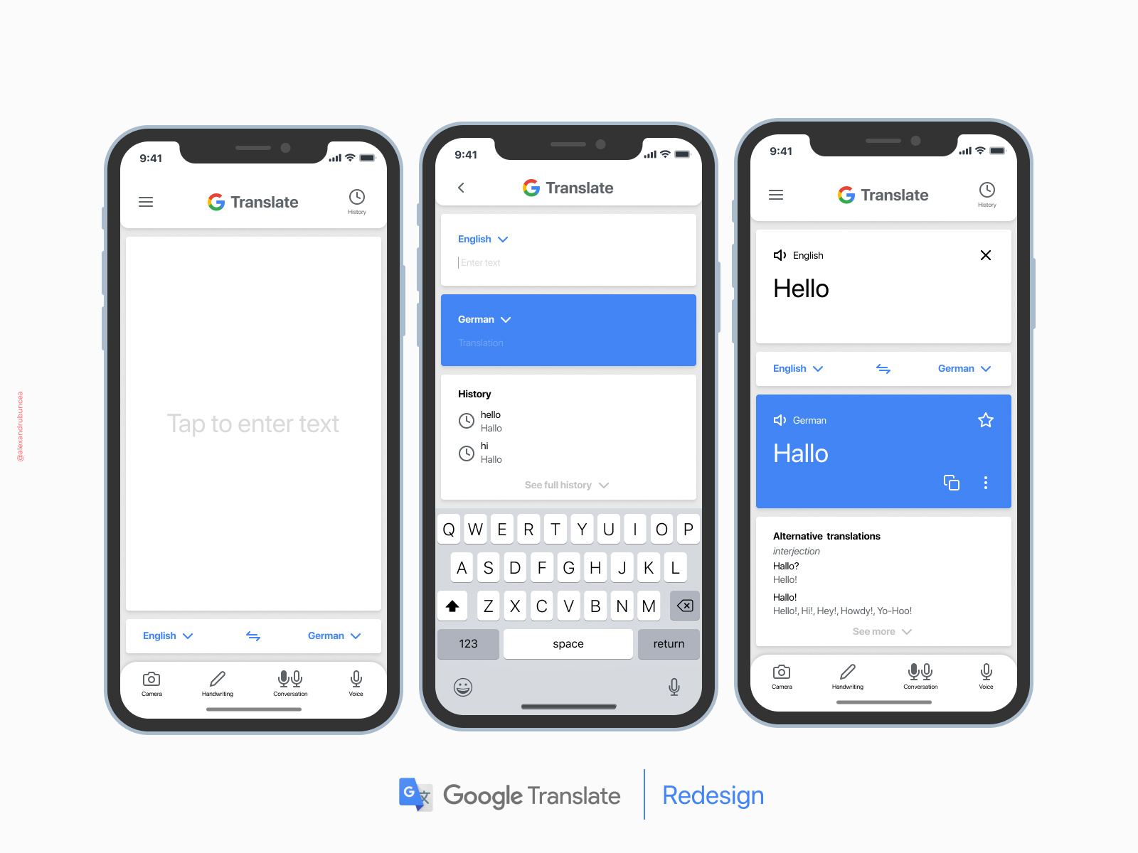 Google Translate | Redesign by Alexandru Buncea on Dribbble