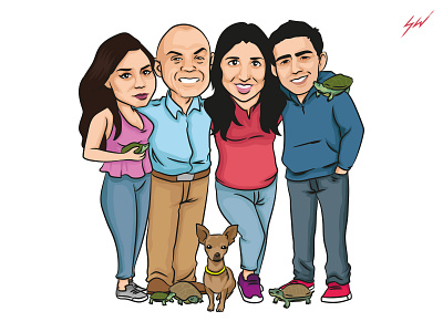Hernandez Family caricature cartoon character design illustration illustrator portrait vector wacom