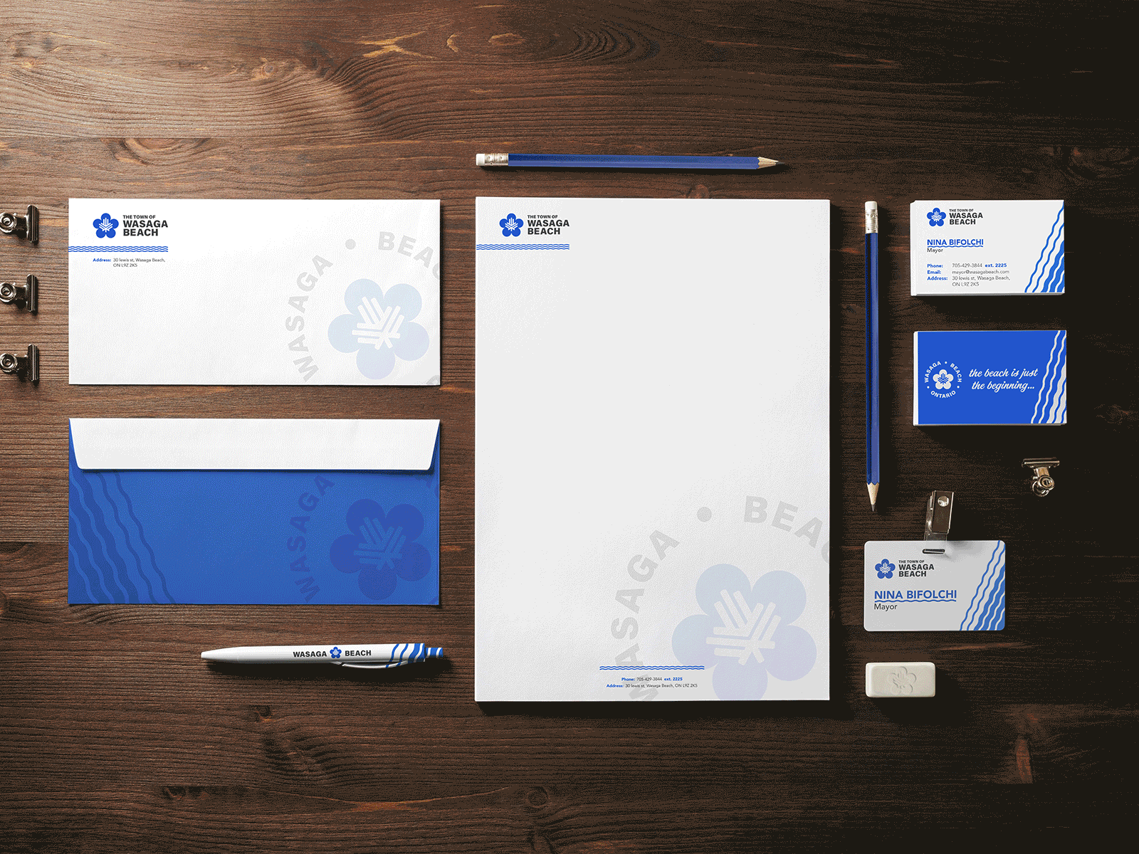 Branding | Town of Wasaga Beach | Mockups branding municipal stationery town