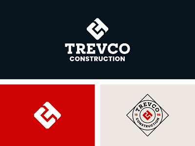 Trevco Construction Logo branding construction flat icon logo