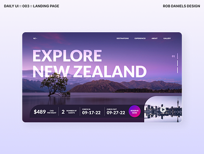 Daily UI :: 003 :: Landing Page booking trip figma hero landing page new zealand reserve travel