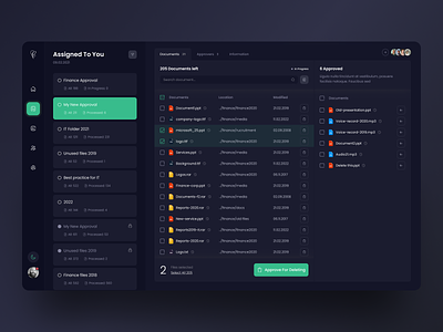 Documents Manager Platform b2b business clean concept crm dark dashboard documents file manager flat design green grid interface layout navigation pattern saas table ui ux