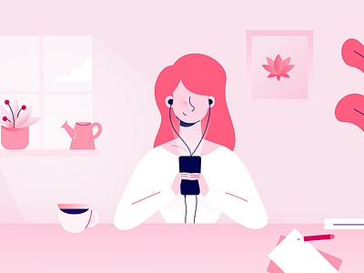 Happy Girl flat design girl happy illustration mentalhealth pink
