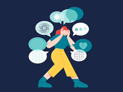 Overwhelming annoyed flat design girl illustration many things mental health mental health awareness mentalhealth overwhelming stop stress stressed toughts