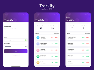 Trackify app clean design flat ios mobile scorecard tracker app typography ui ux