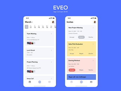 EVEO app branding clean design flat ios mobile typography ui ux