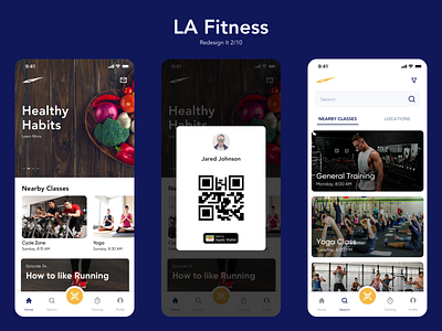 LA Fitness app branding clean design flat ios mobile redesign typography ui ux