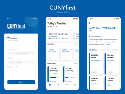 CUNYfirst app clean college design flat ios mobile typography ui university ux