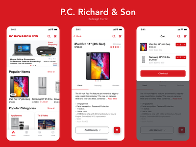 P.C. Richard & Son app clean design ecommerce ecommerce app ecommerce design flat ios mobile typography ui ux