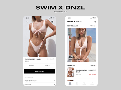 SWIM X DNZL app bikini clean design ecommerce flat ios mobile swimsuit typography ui ux