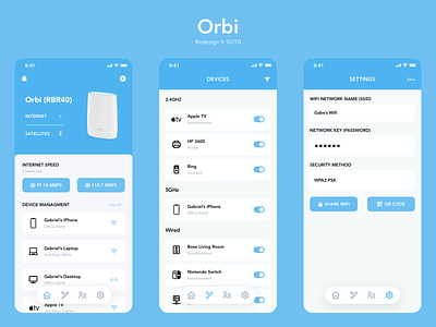 Orbi app clean design flat ios mesh mobile netgear network ui ux wifi