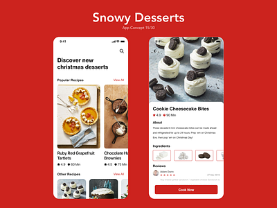 Snowy Desserts app clean design flat graphic design mobile ui ux