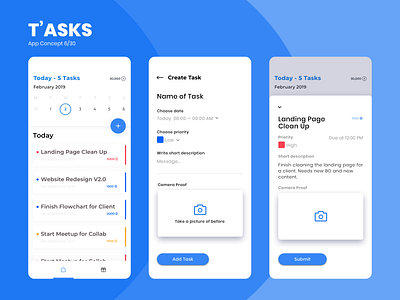 T'ASKS app clean design flat ios mobile reminders tasks typography ui ux