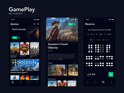 GamePlay app cafe clean design flat gaming ios mobile ui ux