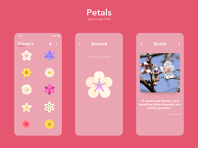 Petals app clean design flat inspiration ios mobile quotes ui ux