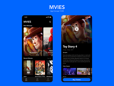 MVIES app clean design flat ios minimal mobile movies typography ui ux