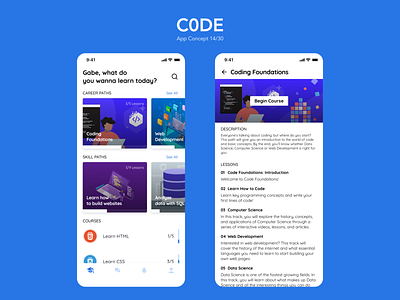 C0DE app branding clean coding design flat ios mobile typography ui ux