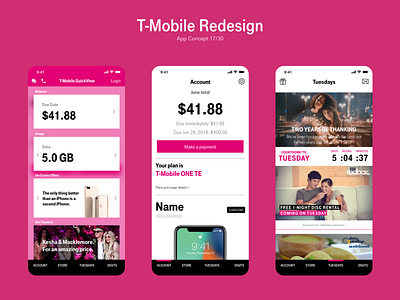 T-Mobile Redesign app branding carrier clean design flat icon ios mobile typography ui ux