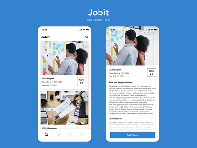 Jobit app clean design flat indeed ios jobs mobile typography ui ux