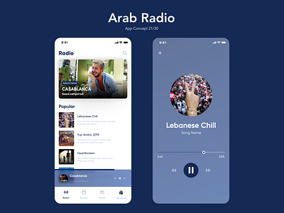 Arab Radio app arab arabic clean design flat ios mobile music radio typography ui ux