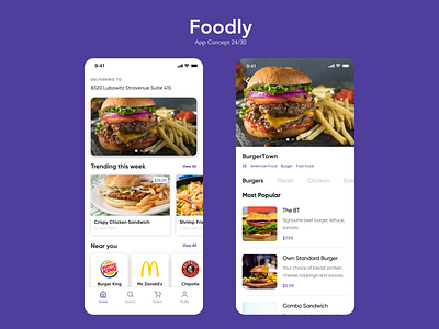 Foodly app clean design flat food app food app ui ios mobile typography ui ux
