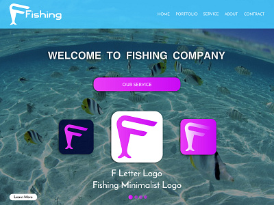 F Modern Letter Logo Fishing Minimalist Logo Design