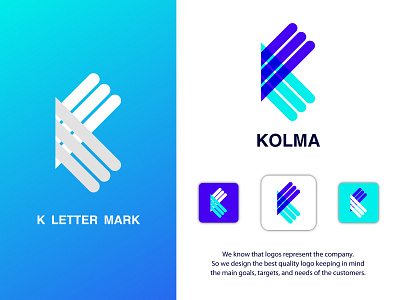 Kolma Minimalist logo K Letter Logo Design