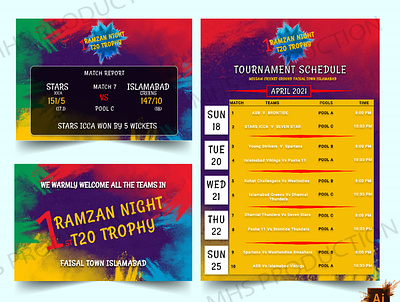 Tournament Posters,Schedule Table branding cricketposters graphicdesign illustration ramzan tournament schedule table tournamentposters vector