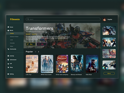 Filmania app design entertainment film graphic tv ui ux