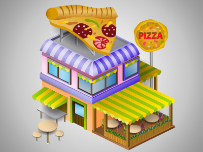 Pizza House icon illustrator isometric pizza store vector