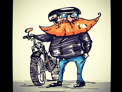 Morning Warm Up: Ferndale biker beard character design ferndale illustration marker motorcycle sketch