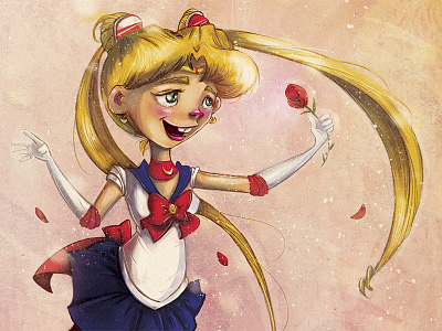 Sailor Moon anime character design illustration luna sailor moon