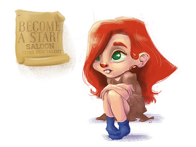 Young Jessica Rabbit character design cute fan art illustration roger rabbit
