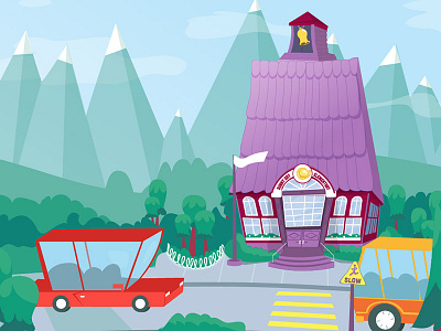 Wip for New Animation building cute design illustration landscape school